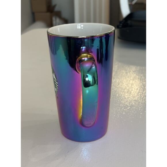 Starbucks Coffee Mug 16oz Rainbow Holographic Iridescent Oil Slick 2022 Holiday - Picture 3 of 5